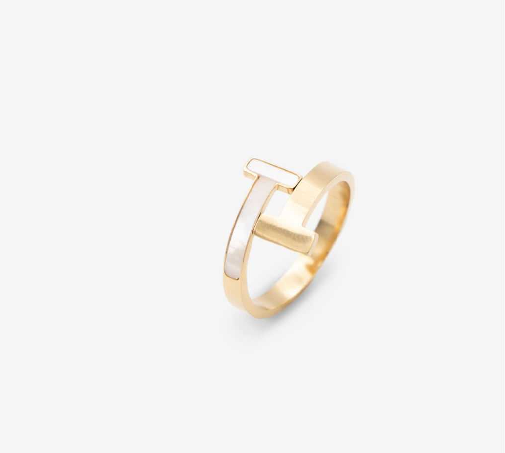 18k vergoldeter Ring „Gold & White“ #BIGAG092