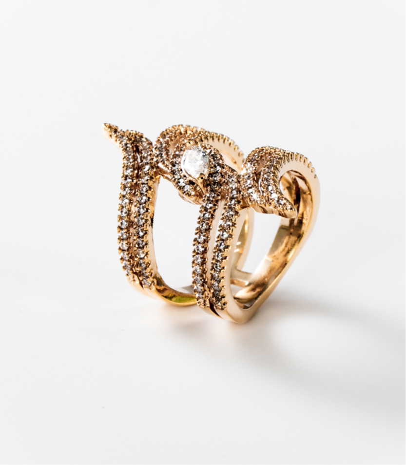 verflochtene Flammen | Ring, 24 Karat vergoldet #BIGAG027