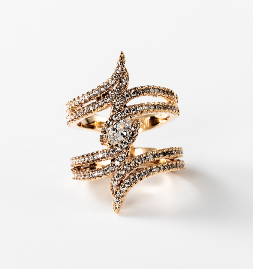 verflochtene Flammen | Ring, 24 Karat vergoldet #BIGAG027