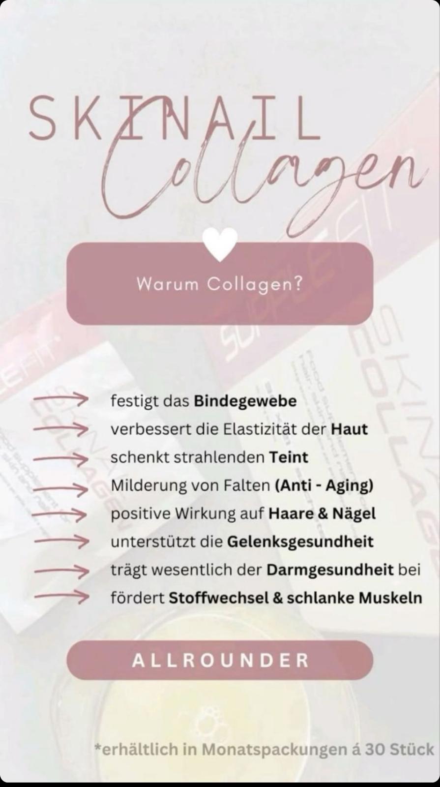 SKINAIL COLLAGEN *Monatspack mit 30St.*– Nahrungsergänzungsmittel für Haut, Haare und Nägel
Mit dem patentierten Komplex CBH-TOTAL™ #INTB042