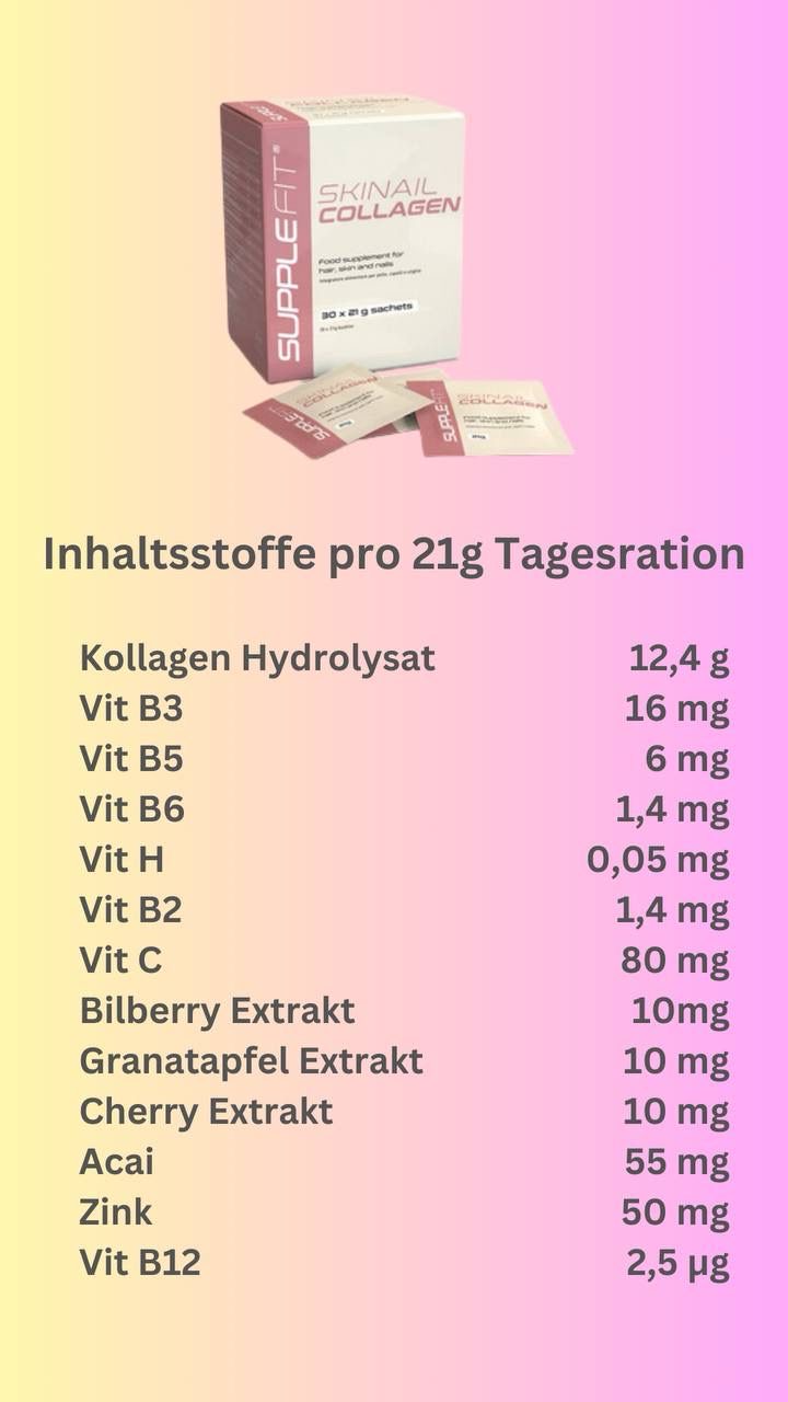 SKINAIL COLLAGEN *Monatspack mit 30St.*– Nahrungsergänzungsmittel für Haut, Haare und Nägel
Mit dem patentierten Komplex CBH-TOTAL™ #INTB042