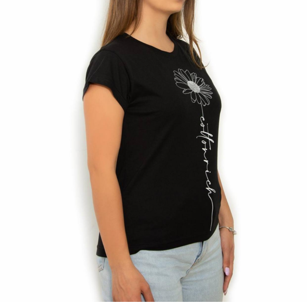 COTTON-RICH BASIC T-SHIRT, SCHWARZ – DAISY #COT0006-2