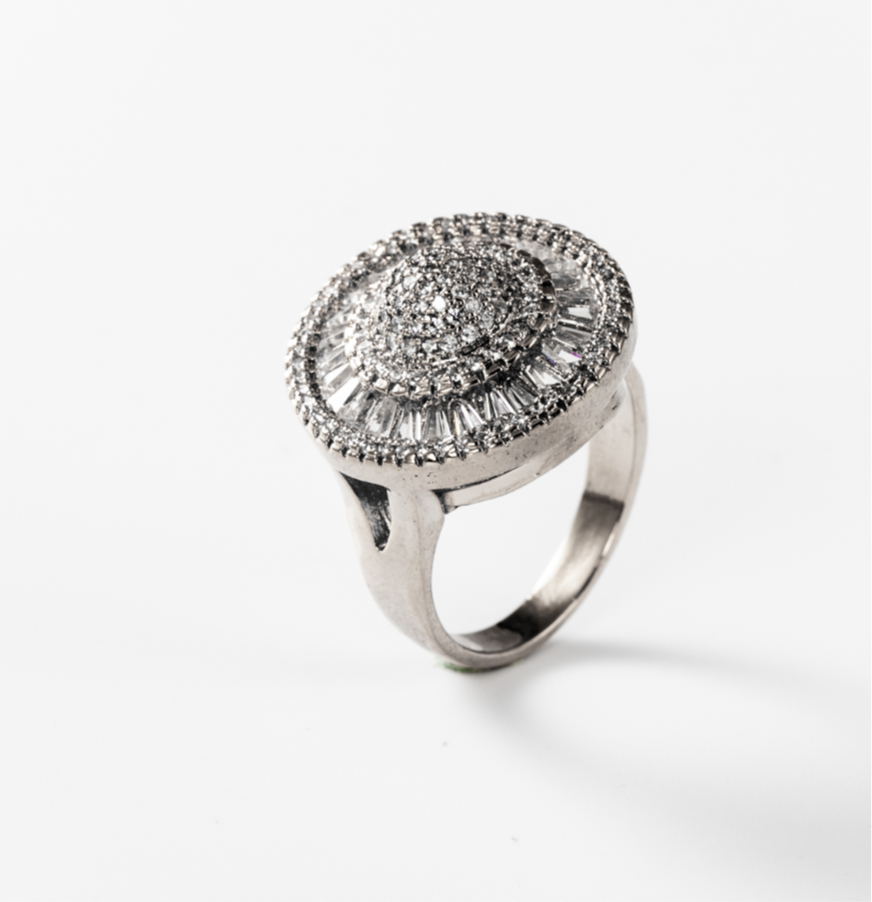 glänzender Vintage-Ring, rhodiniert #BIGAS022