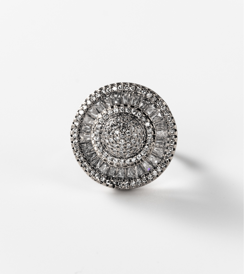 glänzender Vintage-Ring, rhodiniert #BIGAS022