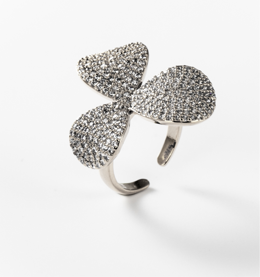 funkelnder Kleeblatt | Ring, rhodiniert #BIGAS015