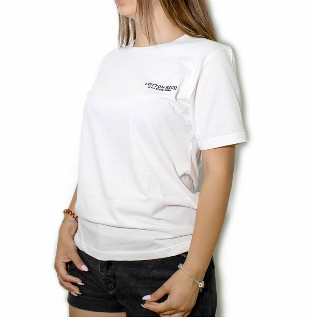 COTTON-RICH T-SHIRT MIT STICKEREI, WEISS #COT0004WHT