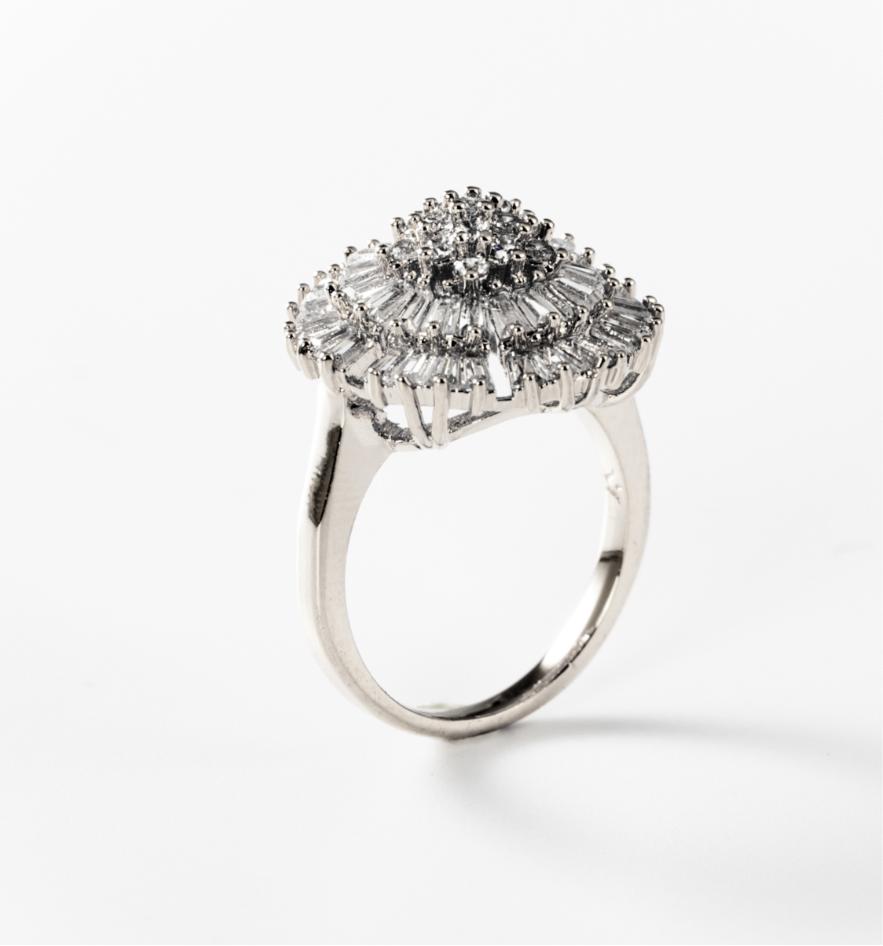 leuchtender Vintage-Ring, rhodiniert #BIGAS014