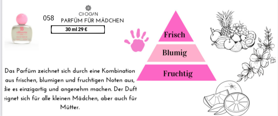 #058 Parfüm für Mädchen ( Hypoallergen )