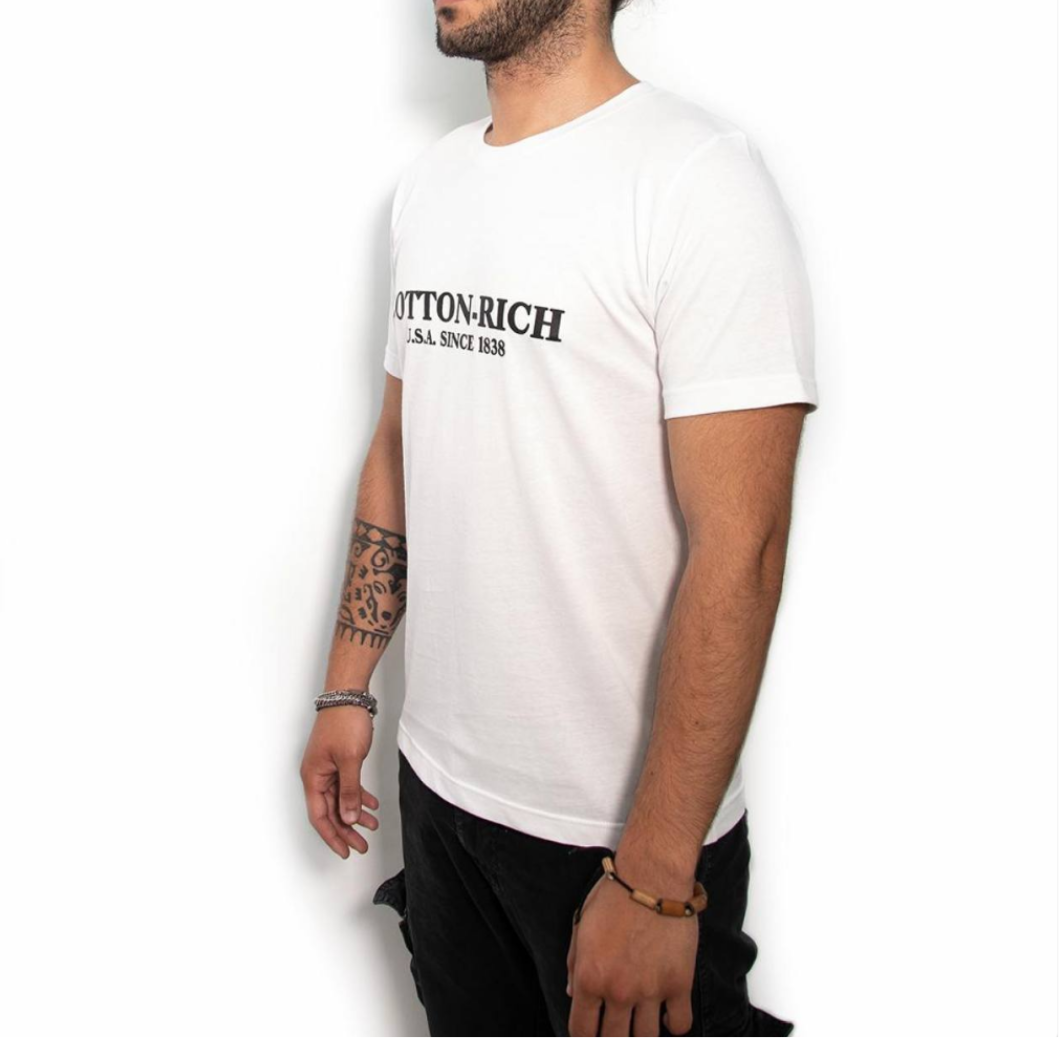 COTTON-RICH T-SHIRT MIT PRINT, WEISS #COT0003WHT