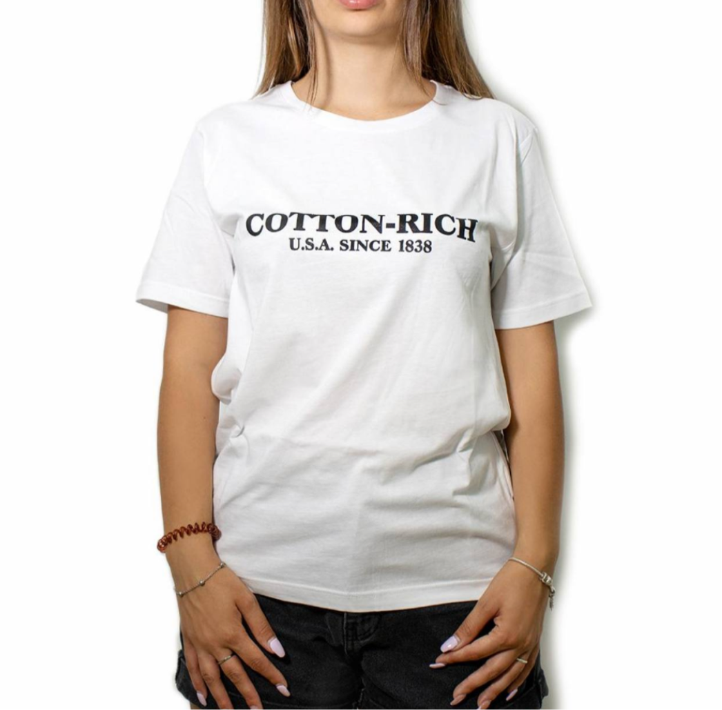 COTTON-RICH T-SHIRT MIT PRINT, WEISS #COT0003WHT