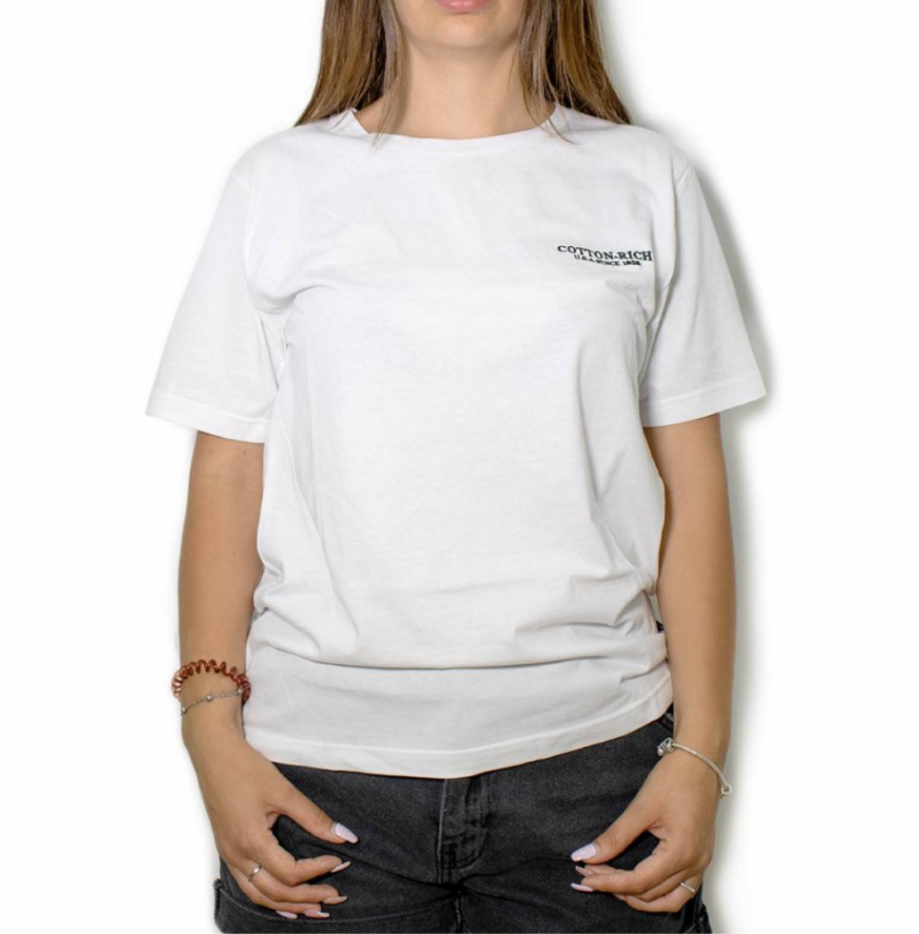 COTTON-RICH T-SHIRT MIT STICKEREI, WEISS #COT0004WHT