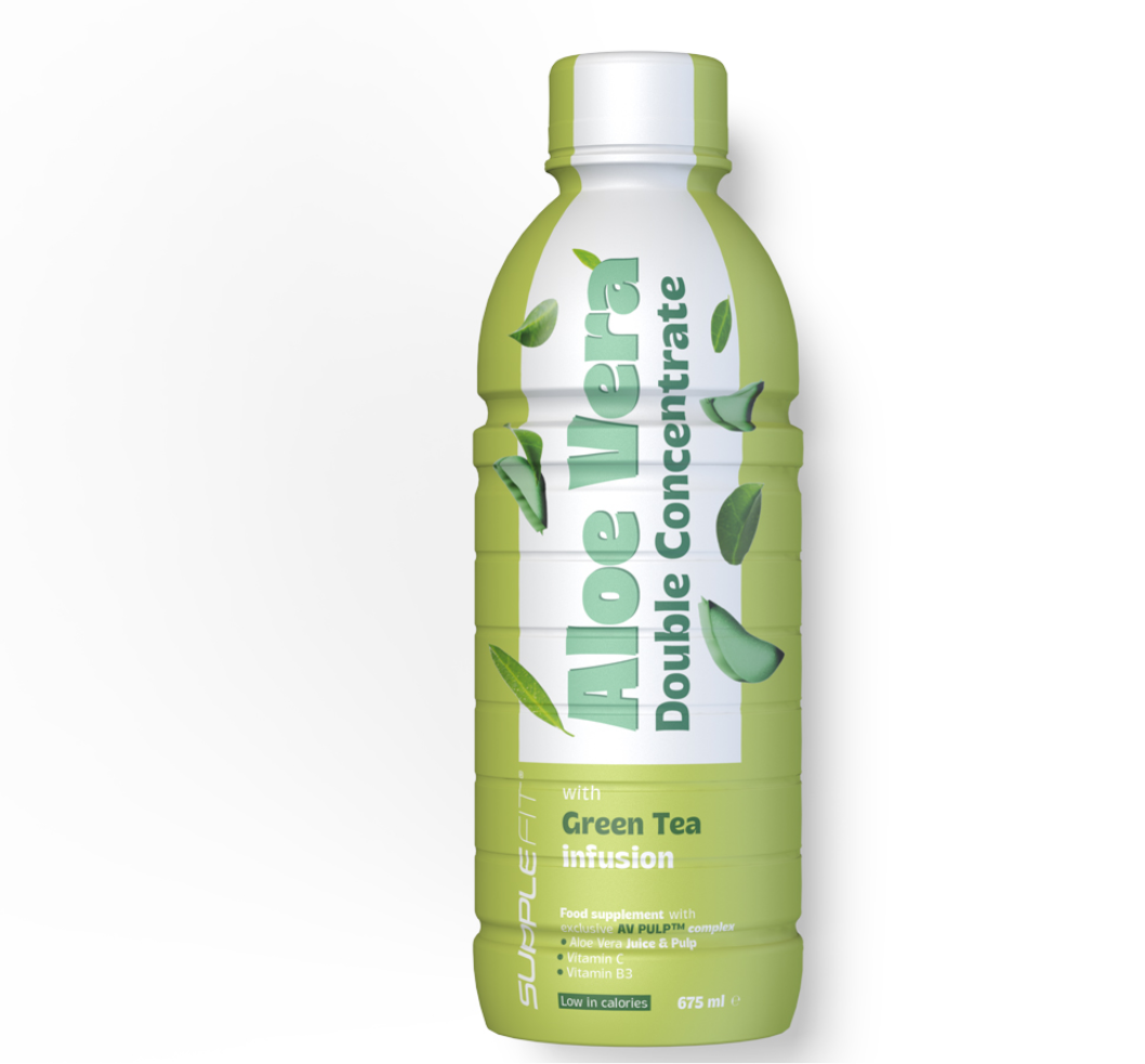 ALOE VERA, Blattsaft & Blattmark mit Grünem Tee
Mit dem exklusiven Komplex AV PULP™ #INTB062