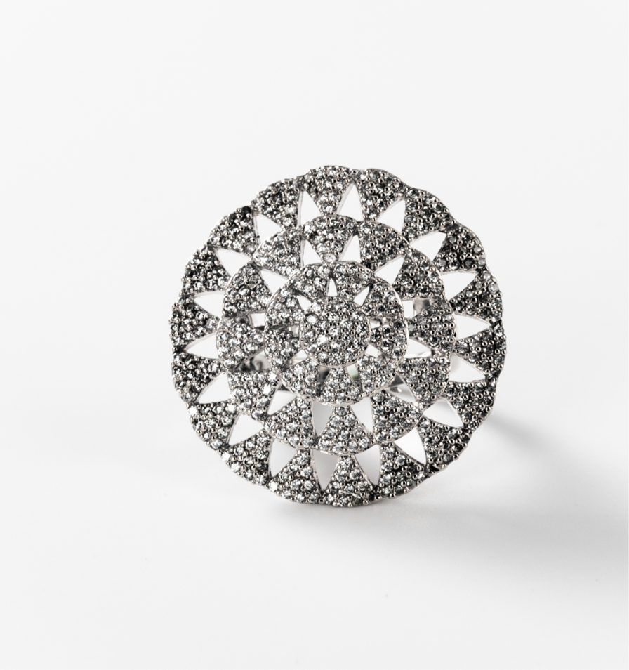 Lichtkreise | Ring, rhodiniert #BIGAS033