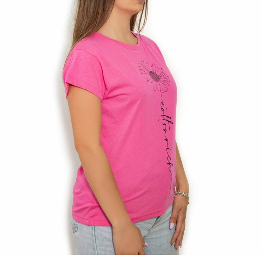 COTTON-RICH BASIC T-SHIRT, ROSA – DAISY #COT0006-3