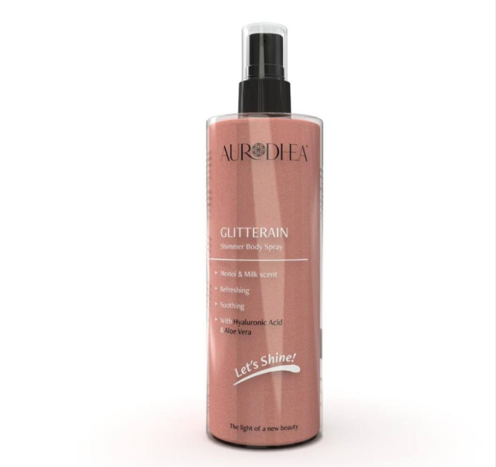 GLITTERAIN – Golden Shimmer Body Spray (Mit dem Duft nach Monoi & Milch)
Angereichert mit Hyaluronsäure & Aloe Vera #SOL21