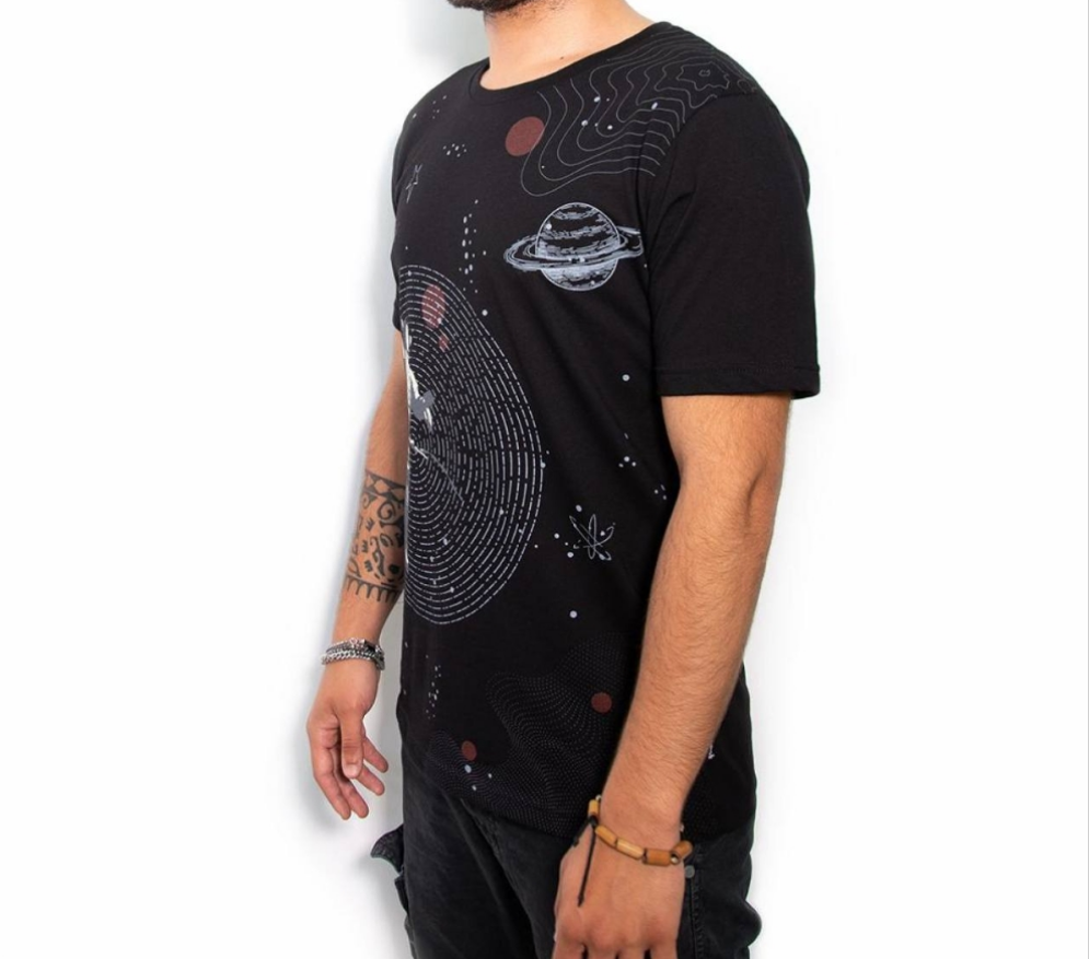 Cotton-Rich Basic T-Shirt, schwarz – Space <COT0013-2>