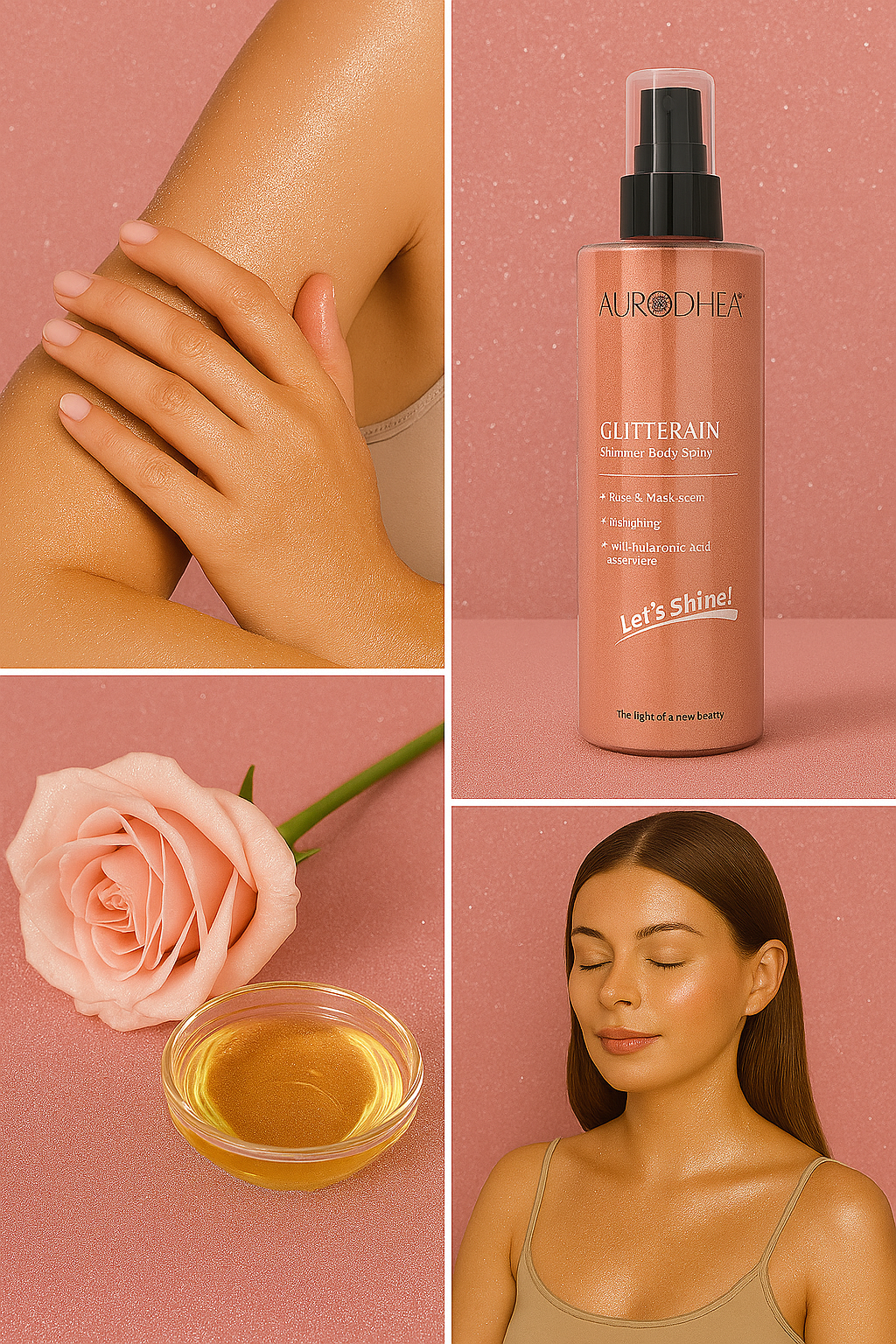 GLITTERAIN – Golden Shimmer Body Spray (Mit dem Duft nach Monoi & Milch)
Angereichert mit Hyaluronsäure & Aloe Vera #SOL21