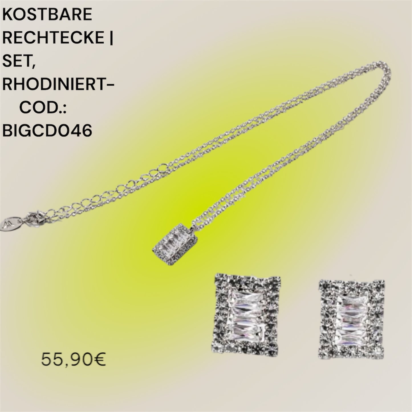 KOSTBARE RECHTECKE | SET, RHODINIERT -COD.: BIGCD046