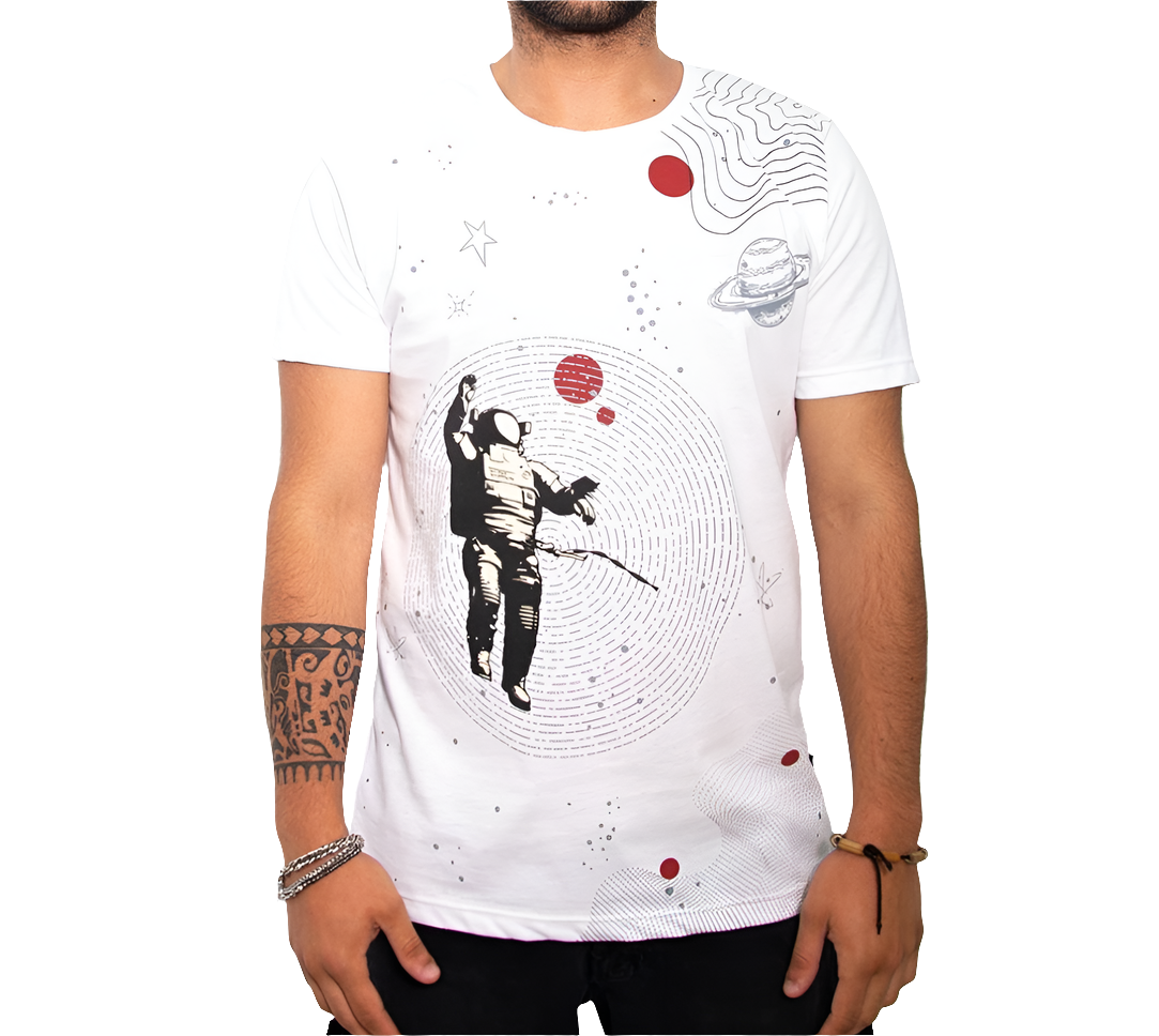 Cotton-Rich Basic T-Shirt, weiß – Space <COT0013-1>
