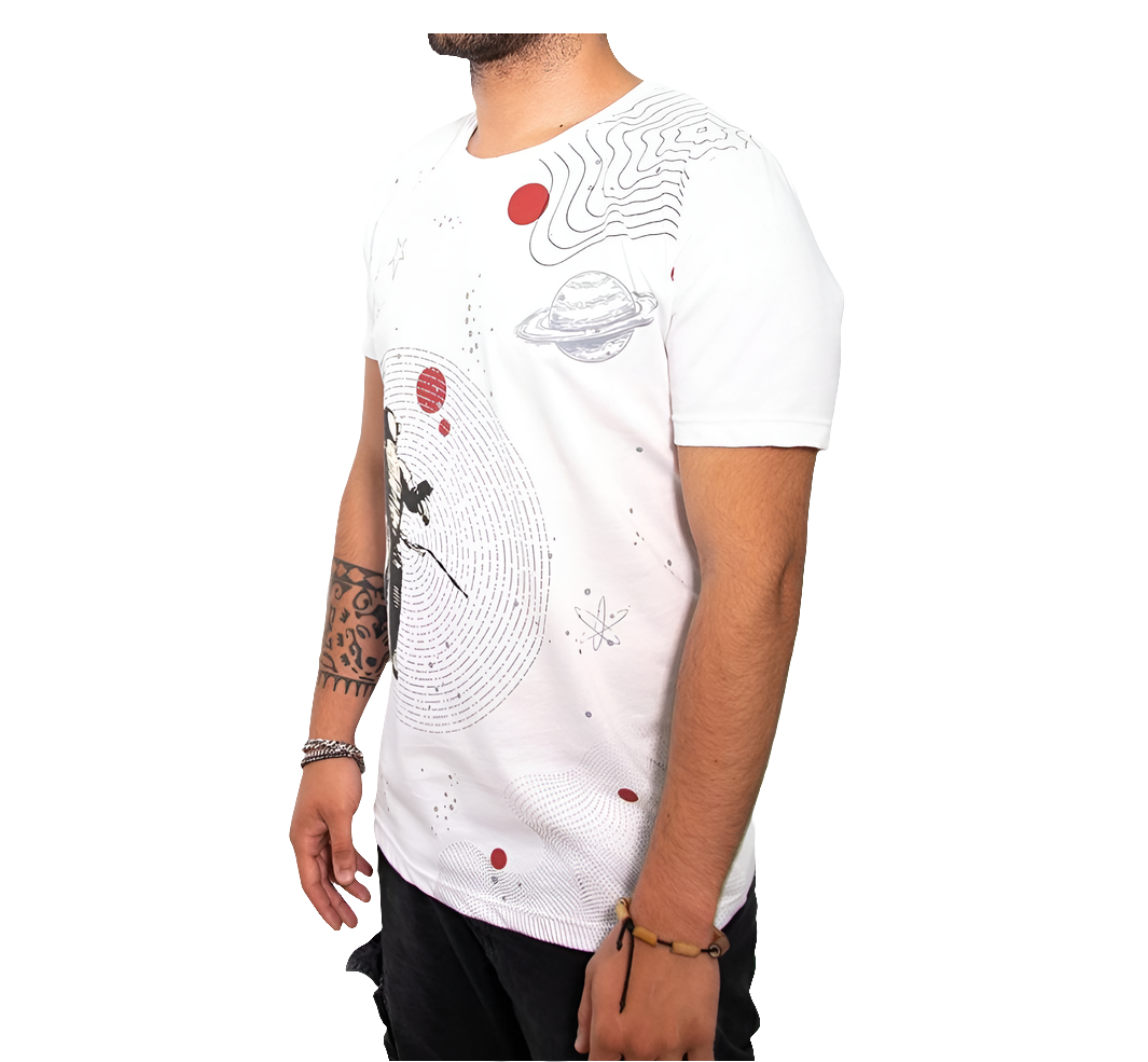 Cotton-Rich Basic T-Shirt, weiß – Space <COT0013-1>