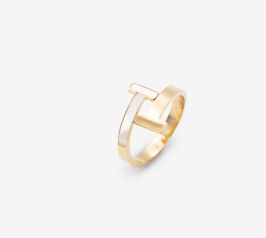18k vergoldeter Ring „Gold & White“ #BIGAG092