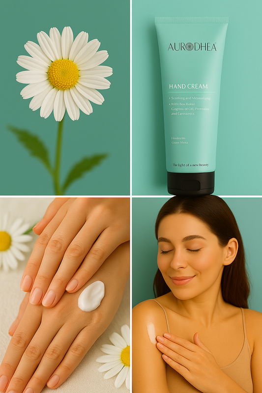 Handcreme mit Kamille 
Angereichert mit Sheabutter, Traubenkernöl & Seidenprotein #CR28B #CU11B
