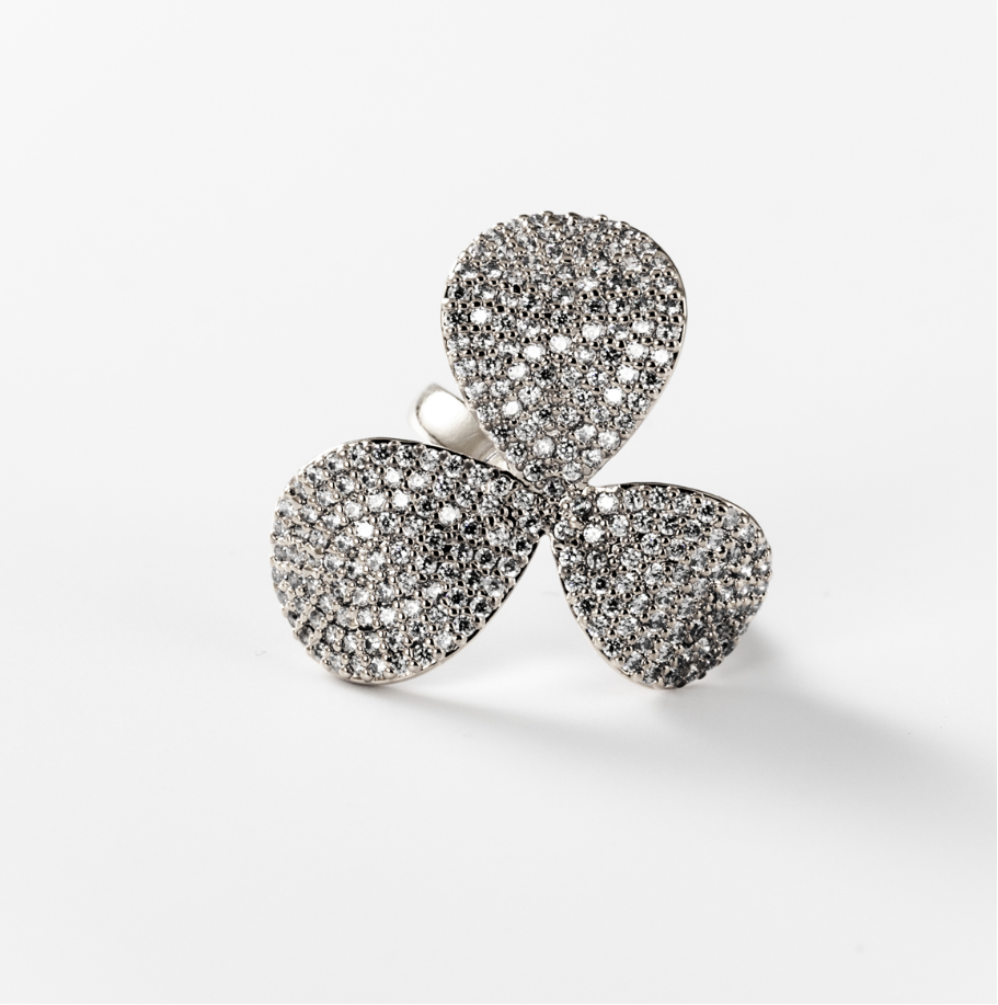 funkelnder Kleeblatt | Ring, rhodiniert #BIGAS015