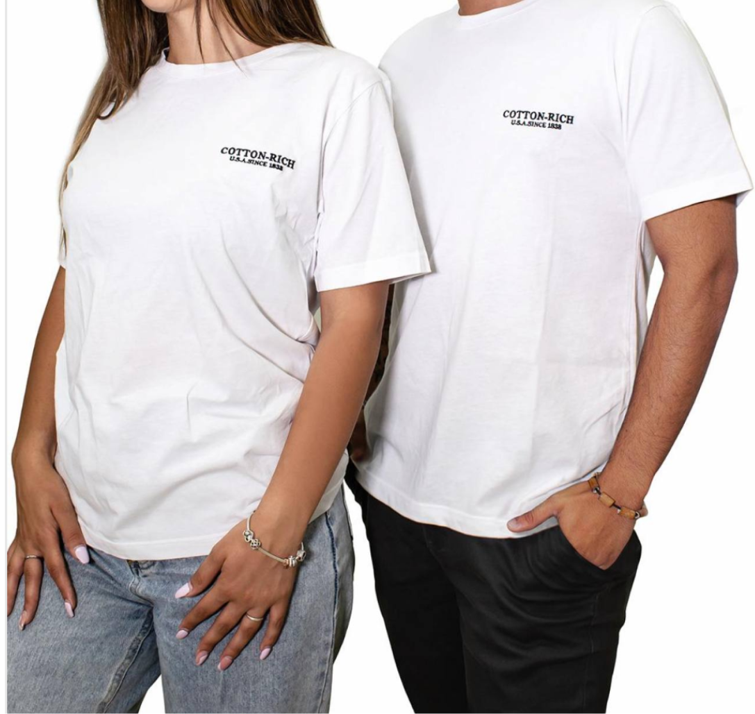 COTTON-RICH T-SHIRT MIT STICKEREI, WEISS #COT0004WHT