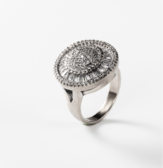 glänzender Vintage-Ring, rhodiniert #BIGAS022