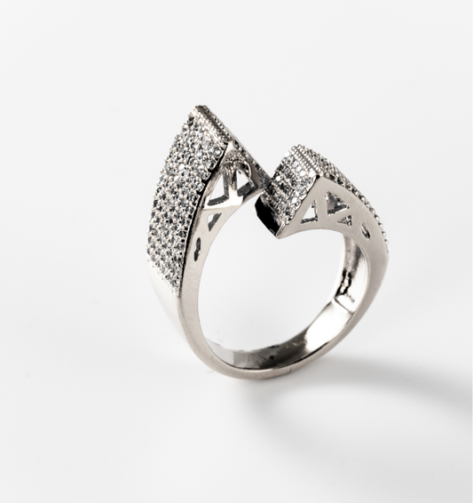 geometrische Umarmung – Ring, rhodiniert #BIGAS013