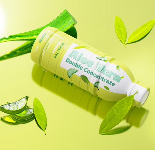 ALOE VERA, Blattsaft & Blattmark mit Grünem Tee 
Mit dem exklusiven Komplex AV PULP™ #INTB062