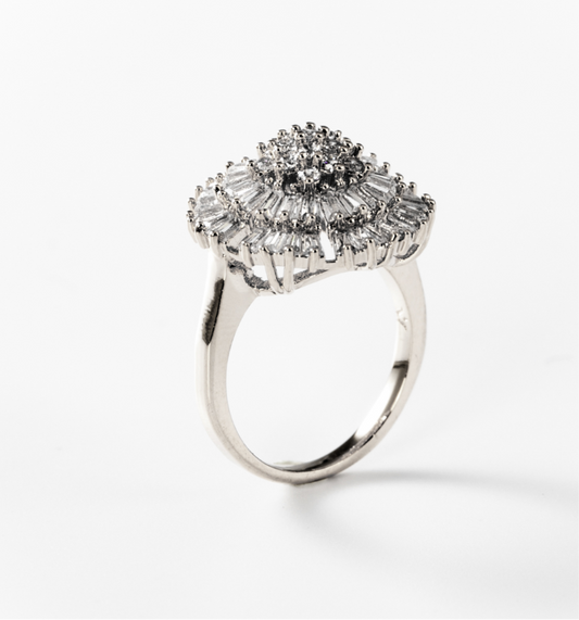 leuchtender Vintage-Ring, rhodiniert #BIGAS014
