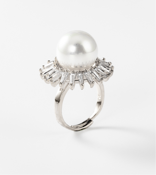 Sonnenperle | Ring, rhodiniert #BIGAS004