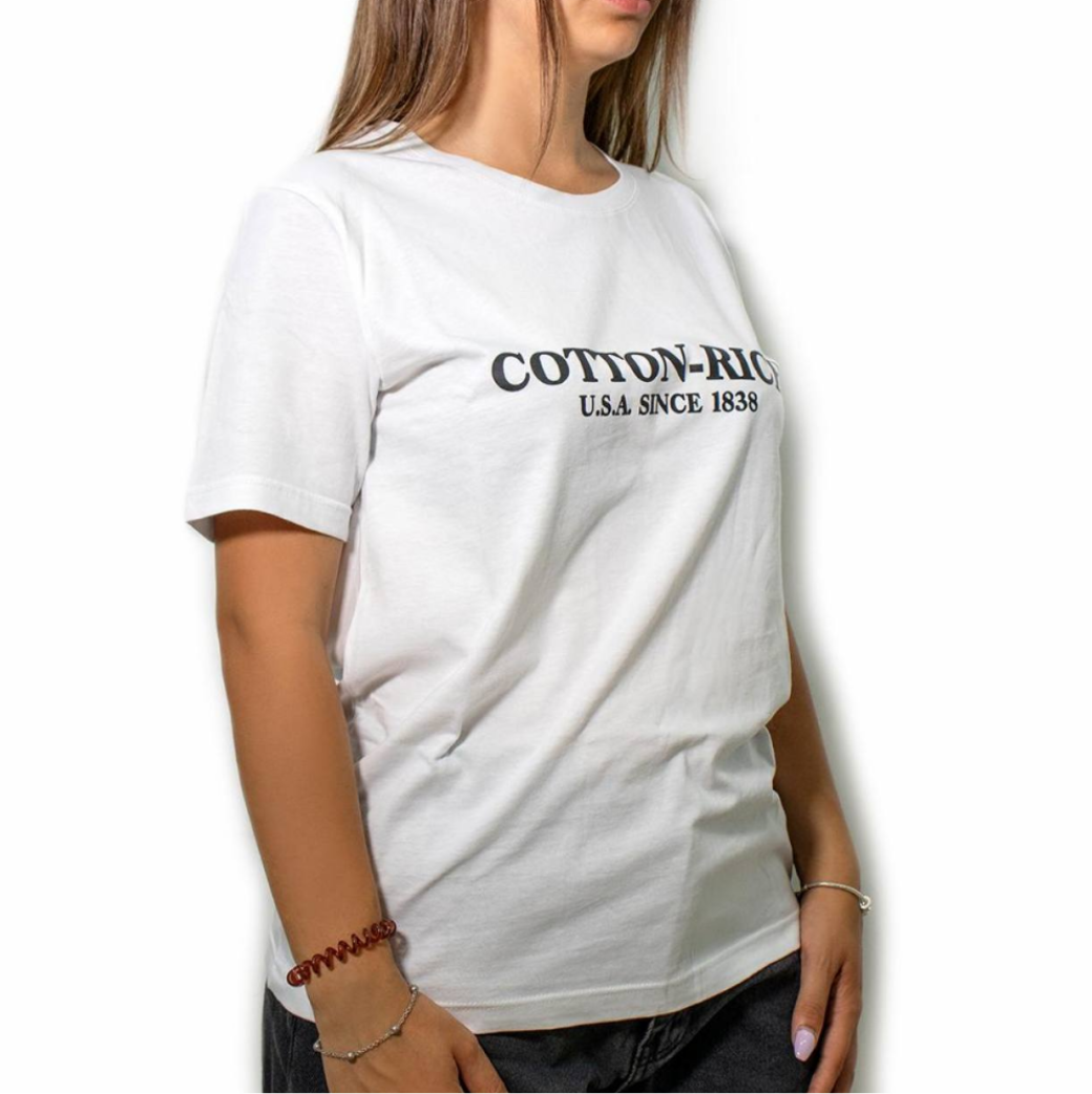 COTTON-RICH T-SHIRT MIT PRINT, WEISS #COT0003WHT