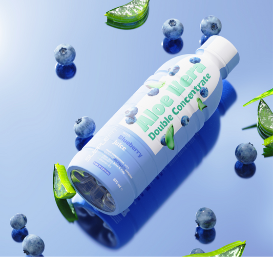 ALOE VERA, Blattsaft & Blattmark mit Heidelbeersaft 
Mit dem exklusiven Komplex AV PULP™ #INTB061