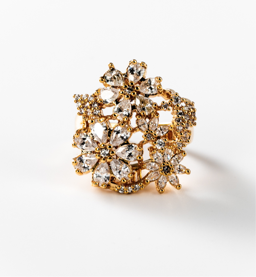 kostbares Bouquet | Ring, 24 Karat vergoldet #BIGAG005