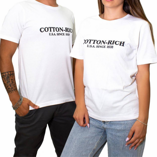 COTTON-RICH T-SHIRT MIT PRINT, WEISS #COT0003WHT