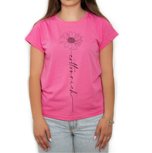 COTTON-RICH BASIC T-SHIRT, ROSA – DAISY #COT0006-3