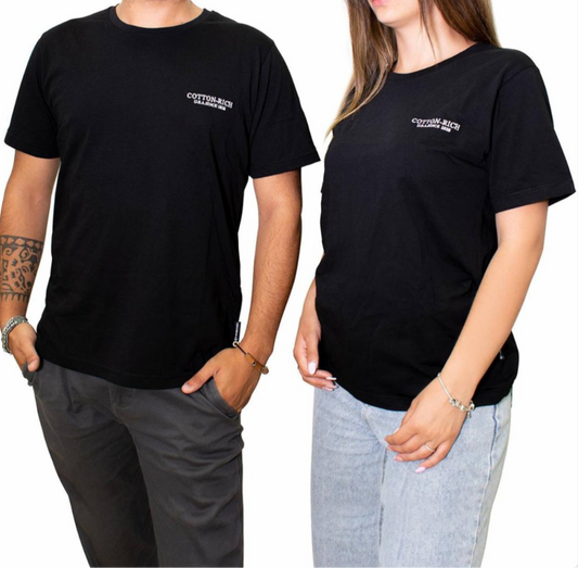 COTTON-RICH T-SHIRT MIT STICKEREI, SCHWARZ #COT0004BLK