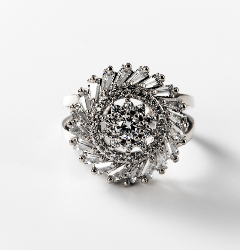 glänzender Wirbel | Ring, rhodiniert #BIGAS036