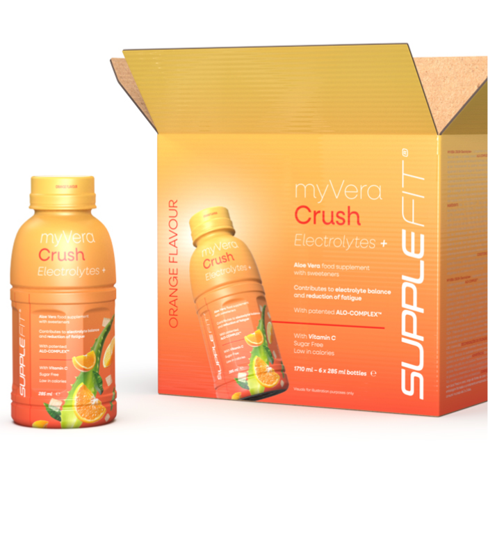 MYVERA CRUSH Electrolytes + | Nahrungsergänzungsmittel mit Süßungsmitteln in Einzelflaschen à 285 ml