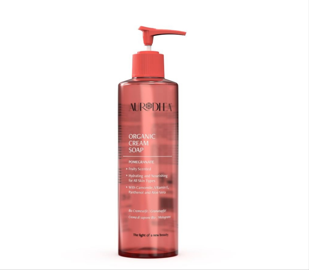 Cremeseife – Granatapfel  
Angereichert mit Kamille, Vitamin E, Panthenol & Aloe Vera  #SP07B #RSP07B