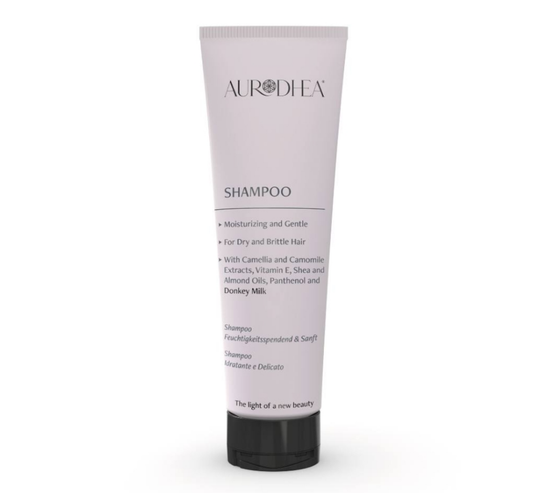 Shampoo mit Eselsmilch 
Mit Vitamin E, Extrakten aus Kamelie & Kamille, Shea- & Mandelöl, Panthenol  #LA03B