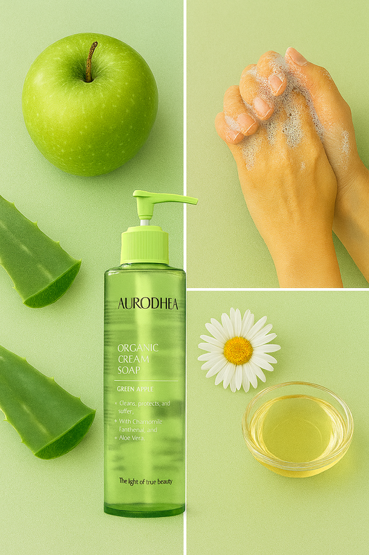 Cremeseife – Grüner Apfel 
Angereichert mit Kamille, Vitamin E, Panthenol & Aloe Vera #SP08B  #RSP08B