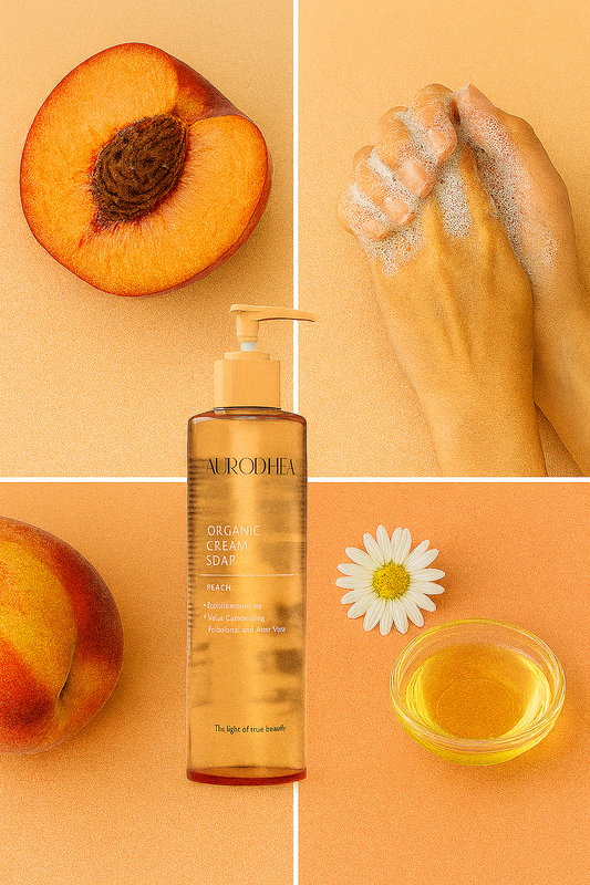 Cremeseife – Pfirsich 
Angereichert mit Kamille, Vitamin E, Panthenol & Aloe Vera #SP05B  #RSP05B