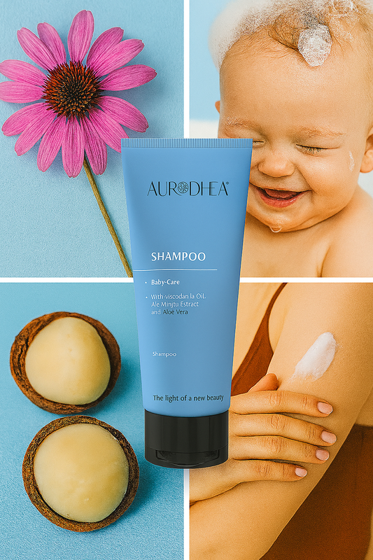 Baby Shampoo 
Angereichert mit Macadamiaöl, Frauenmantel-Extrakt & Aloe Vera #BB02B