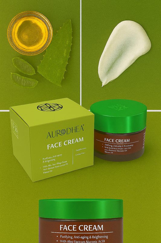 Gesichtscreme mit Neemöl 
Angereichert mit Aloe Vera, Hyaluronsäure, großer Klette & Süßmandelöl #NM06B #CU42B