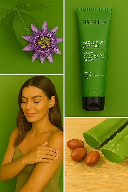 Shampoo für die häufige Haarwäsche mit Aloe Vera 
Angereichert mit Panthenol, Weizenprotein & Passionsblumenextrakt #AL05B #AL01B