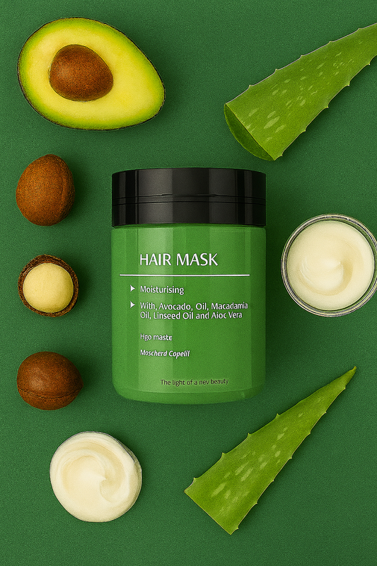 Haarmaske mit Aloe Vera 
Angereichert mit Avocadoöl, Macadamiaöl & Leinöl #CAP14B