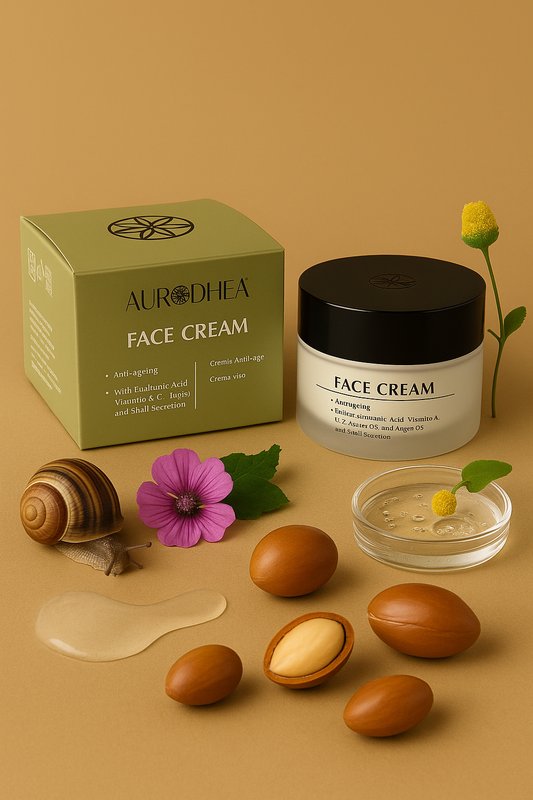 Anti-Age Gesichtscreme mit Schneckenschleim 
Angereichert mit Hyaluronsäure, Jambú, Arganöl & Vitamin E #CR02B #CU08B
